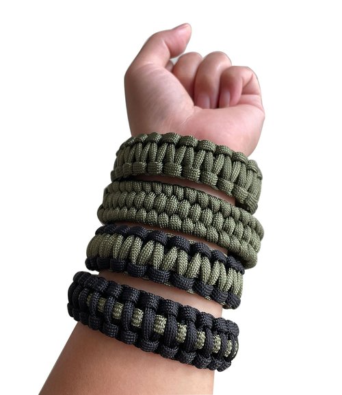 CIBBALIY 2 Army Green Paracord Bracelets 8.5" Braided Tactical Bracelet include Parachute Cord and Plastic Buckles for Hiking Travelling Camping (ArmyGreenP1)