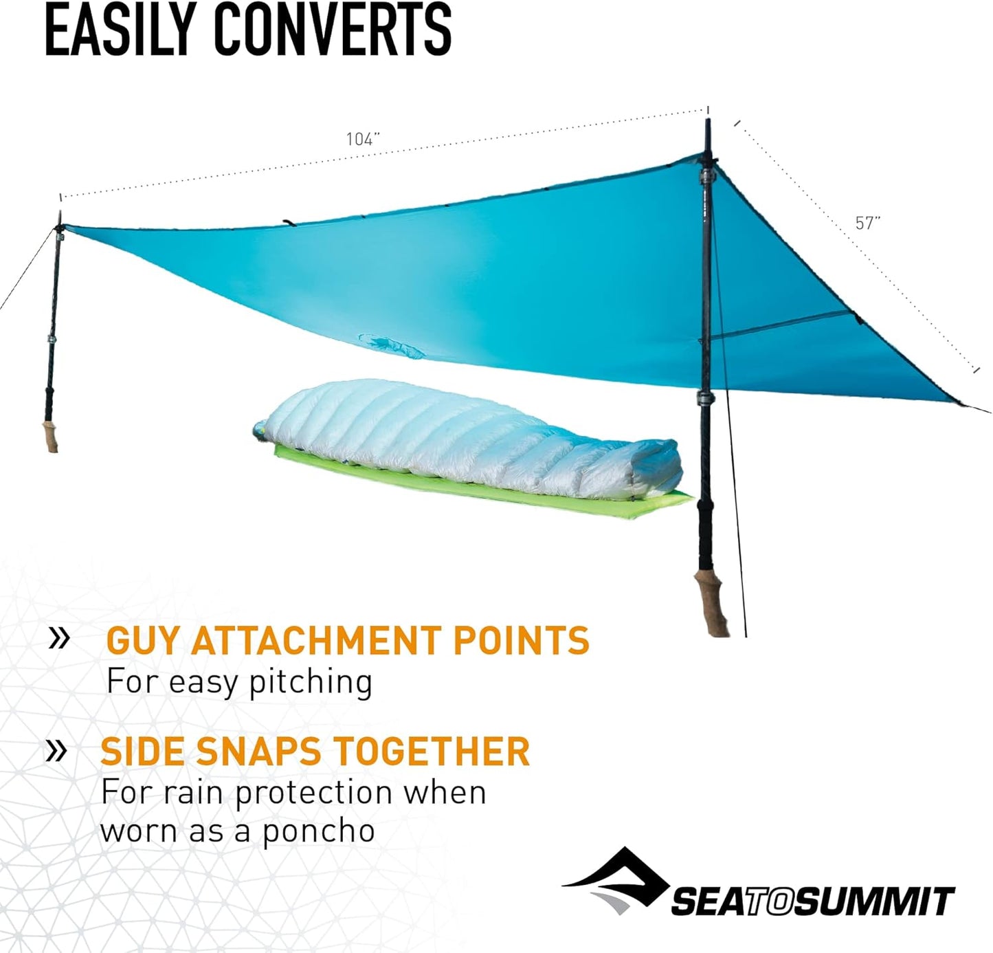 Sea to Summit Ultra-SIL Nano Tarp Poncho 4-in-1 Raincoat, Pack Cover, Groundsheet, and Shelter