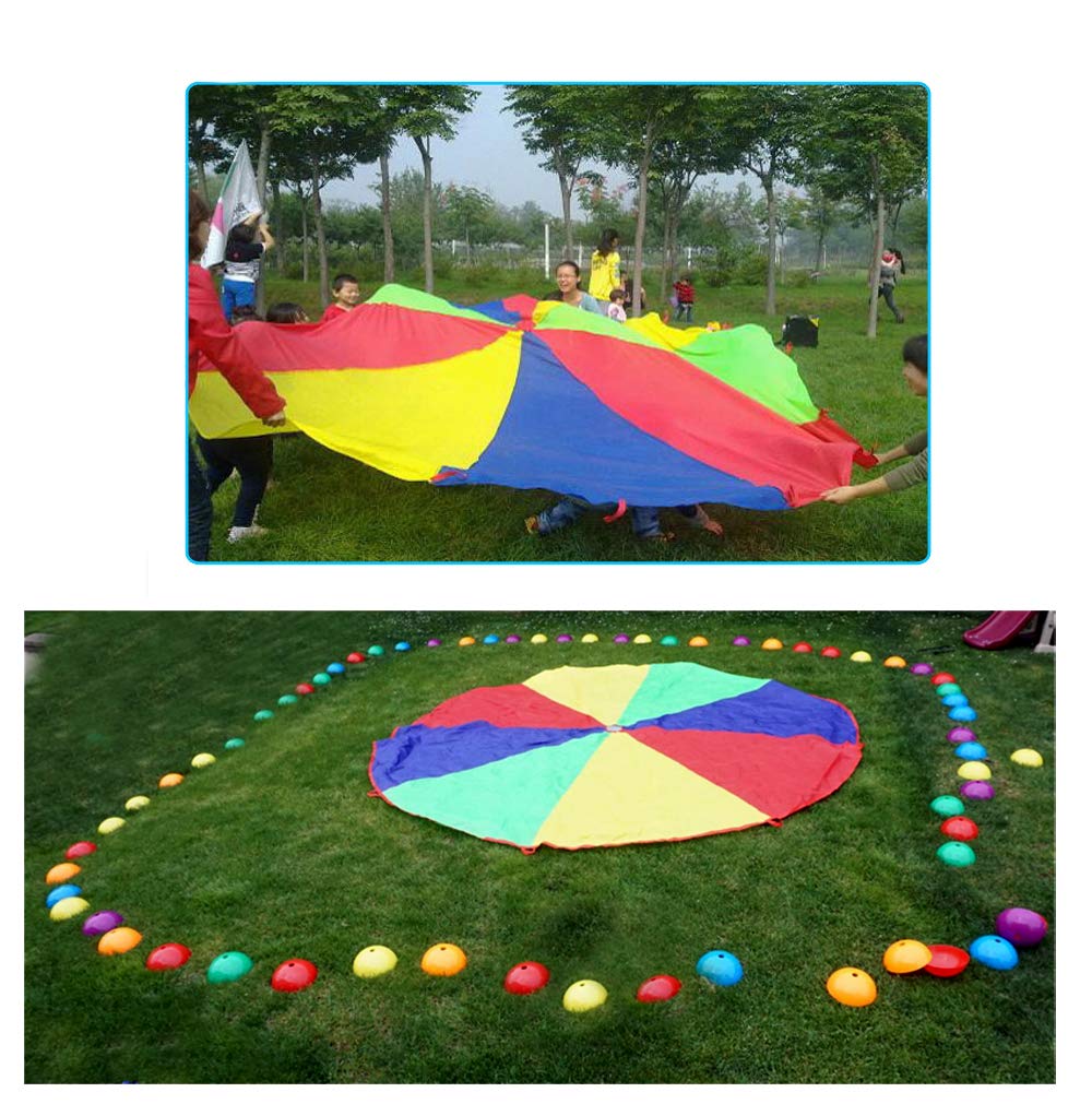 AMYESE 20ft Rainbow Parachute for Outdoor Party Games, Kids Play Parachute Group Cooperative Team Game Toys, Family Get-Together Entertainment