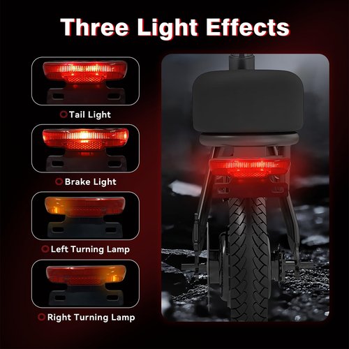 Electric Bicycle Tail Light, E-Bike Tail Lamp, 36-60V High Brightness Bike Rear Light, Safety Warning Light for Bicycle Accessories Night Riding Brake Lamp