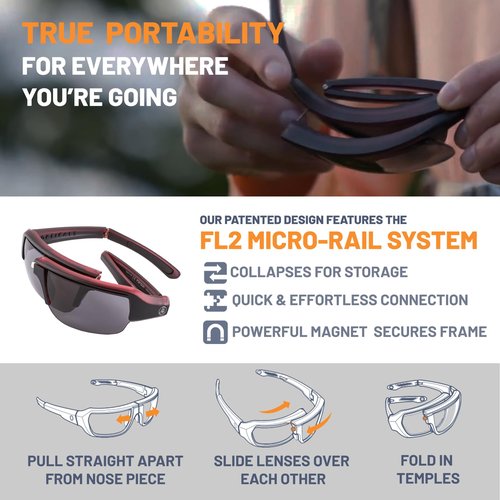 POPTICALS PopGun Polarized, Foldable Sunglasses for Your Outdoor Essentials (RED/BLACK CRYSTAL/GRAY LENS)