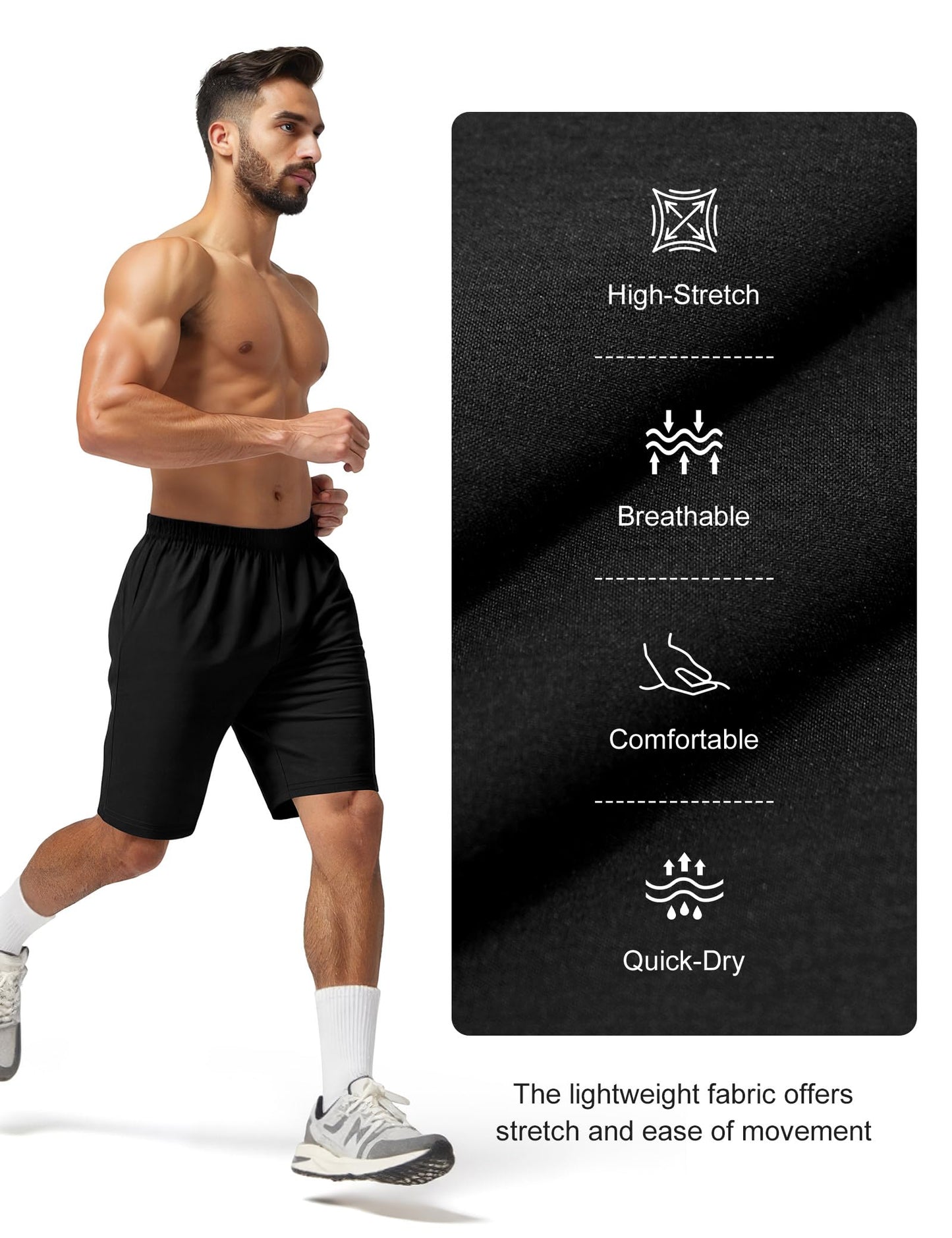 Naarts Men's Athletic Shorts 9'' Quick Dry Workout Running Shorts Lightweight Sports Gym Basketball Shorts with Pockets