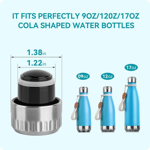 Soledea Lid Fits for BJPKPK、S'well、koodee Cola Shape Water Bottle, Replacement Leak Proof Lid for 9 oz, 12oz, 17 oz Cola Shape Water Bottle
