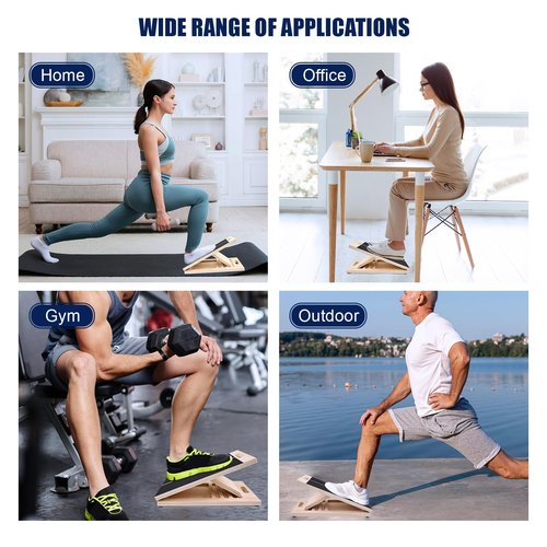 MUEUSS Portable Slant Board for Calf Stretching,Calf Stretcher Squat Wedge Wooden Adjustable,Physical Therapy Equipment,Incline Board for Squats Ankle Foot Heel Leg Knees Stretching