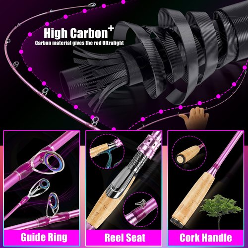 Sougayilang Spinning Rod Reel Combos,Colorful Two Pieces Spinning Pole with Smooth Strong Reel Available for Freshwater Saltwater Best Gifts
