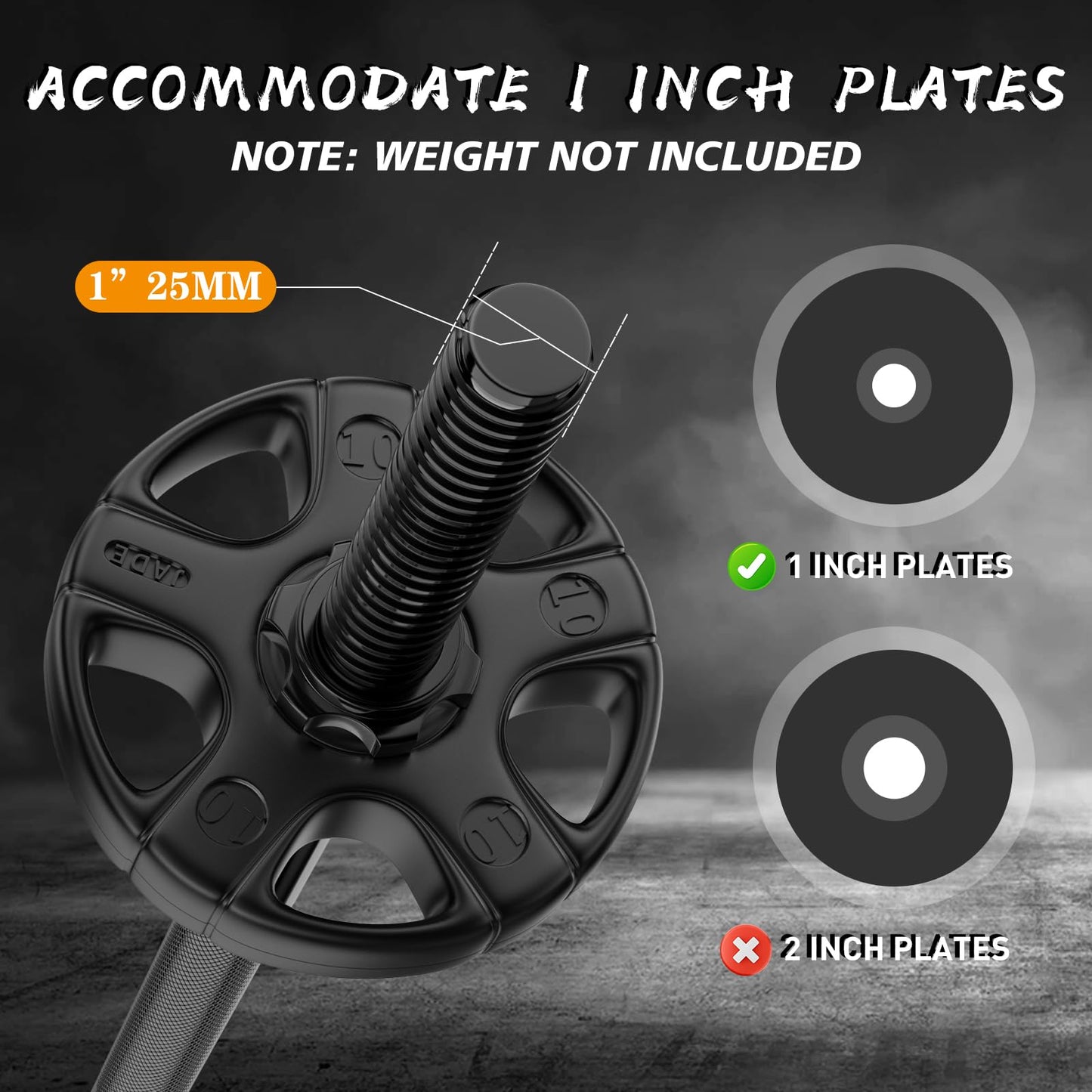 55" Weight Lifting Bar, 1" Standard Straight Barbell Bars for Weight lifting, Olympic Barbell Bar for Bench Press/Hip Thrusts/Squats/Lunges for Gym and Home, 2 Star Star-nuts (480lb Weight Capacity)