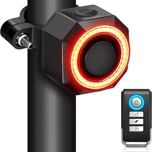 Smart Bike Tail Lights with Alarm, Rechargeable Rear Bicycle Light for Night Riding,Waterproof Brake Light, 110db Wireless Anti Theft Alarm, Long Battery Life E-Bike Accessorie