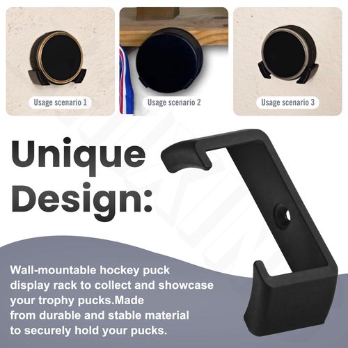 ZHIXING Hockey Puck Wall Mount Display (4 Pack) Hockey Puck Wall Rack Holder Brackets for Collectible Pucks & Game Winning Pucks, Wall-Mountable, Holder for all Hockey Pucks