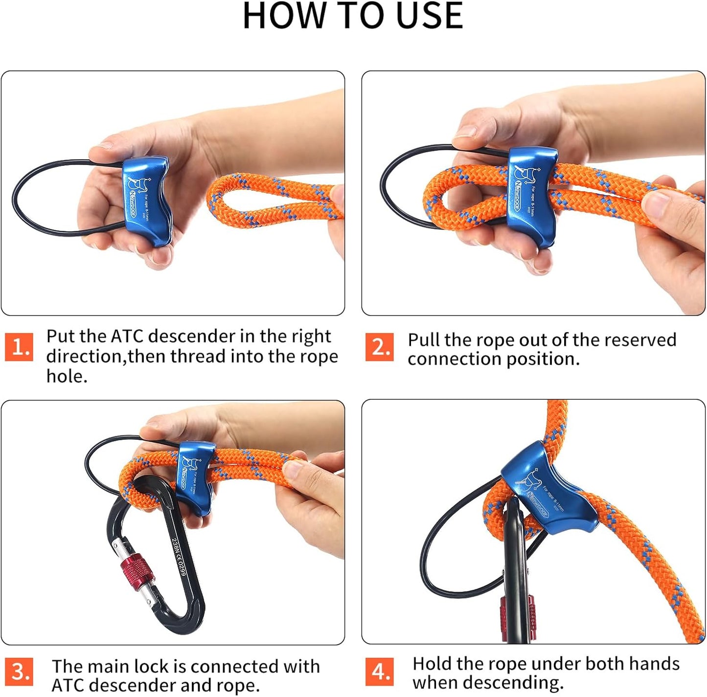 NewDoar Climbing Abseiling Belay Device ATC Rappelling Descender 25KN V-grooved Equipment