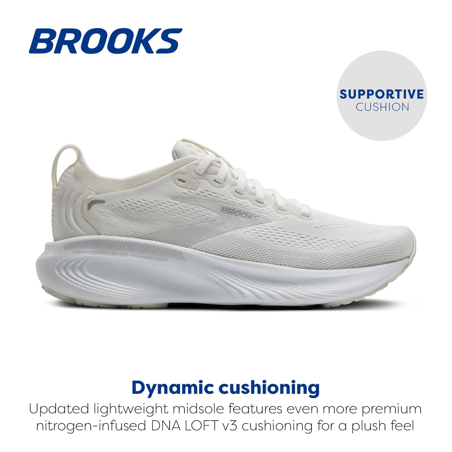 Brooks Women’s Adrenaline GTS 25 Supportive Running & Walking Shoe - White/White/Silver - 5.5 Wide