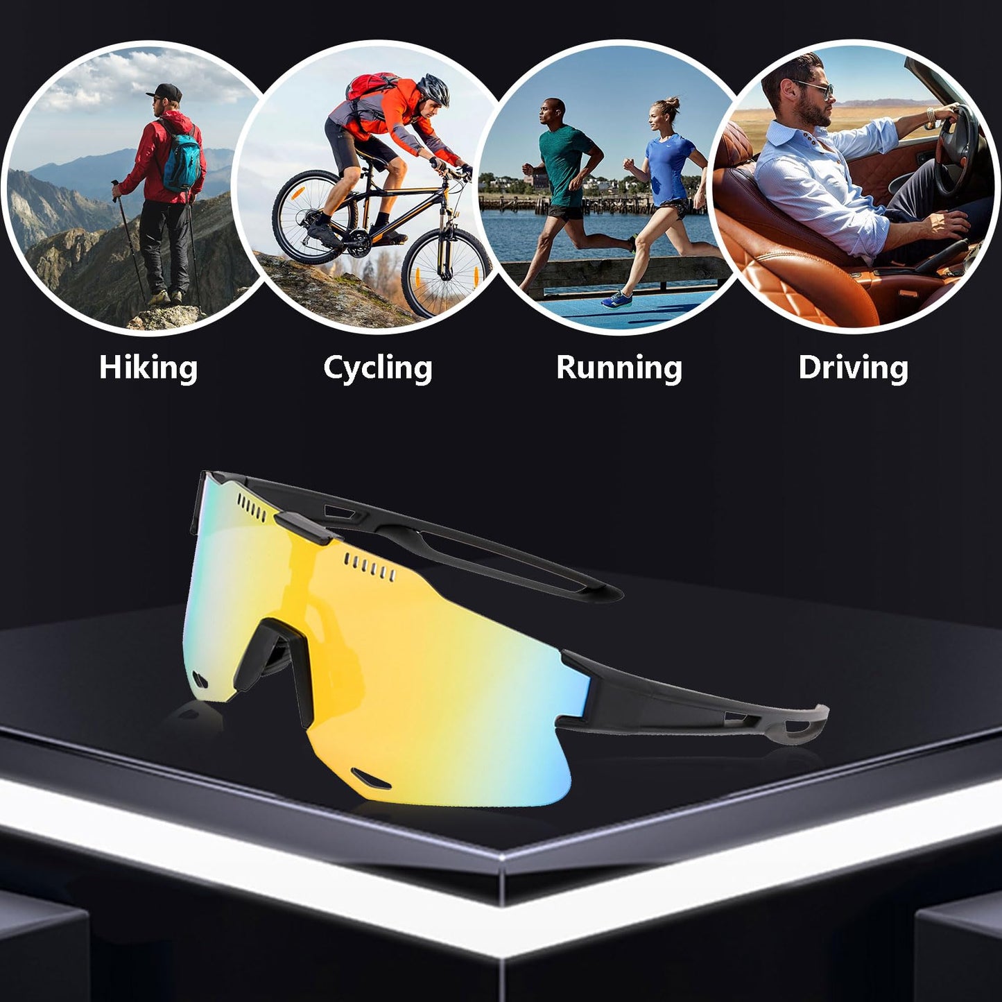 MICOTA Sports Polarized Sunglasses for Men Women，UV400 Sunglasses for Outdoor Sports、Cycling、Driving、Fishing、Running.(Sunglasses yellow)