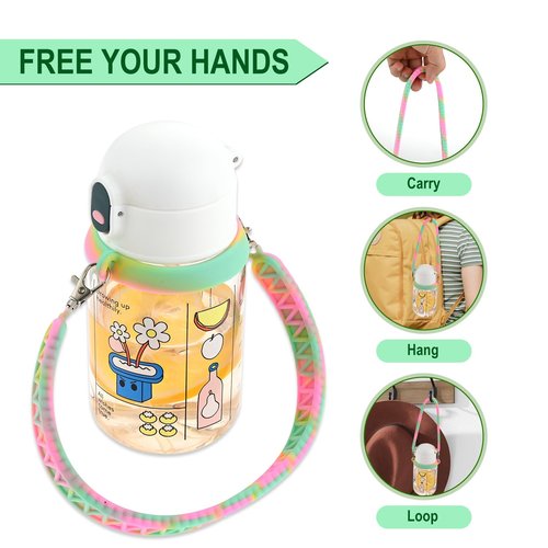 MOOTVGOO Water Bottle Handle, Anti-Slip Silicone Water Bottle Sling, Water Bottle Carrier, Holder with Strap Fit for Most Stanley 8-40oz Bottles & Cups, Color