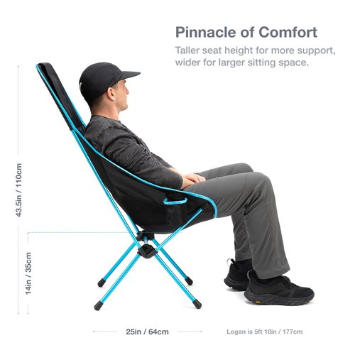 Helinox Savanna High-Back Collapsible Camping Chair, 4lbs, Comfort Outdoor Chairs, Picnic,High Back Camping Chair, Blackout