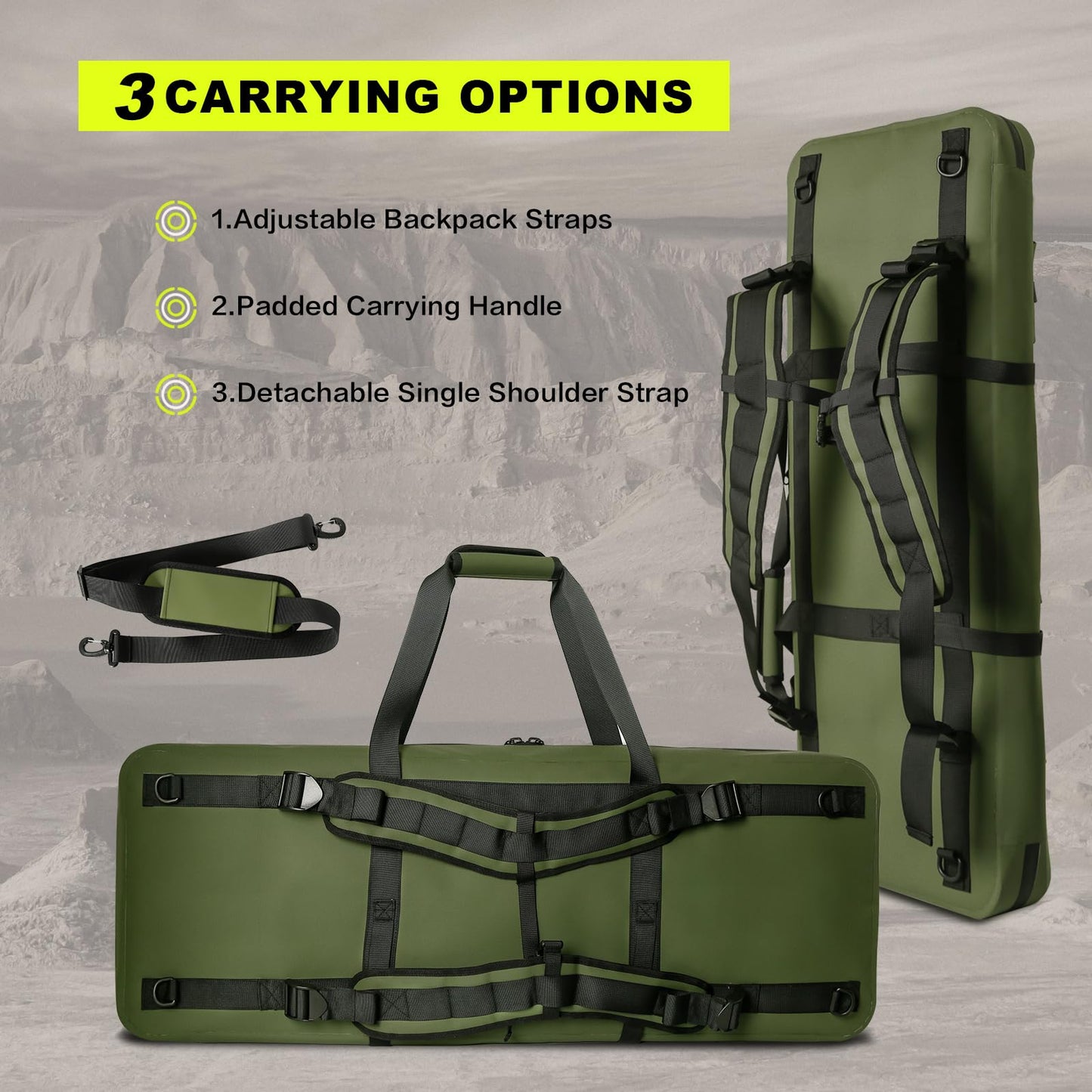 KEEFREE Long Hunting Bag 36" Tactical Backpack Gun Bag for Hunting Hiking Fishing Shooting Range with Watertight Zipper (36" Green Bag fits 34" Rifle)
