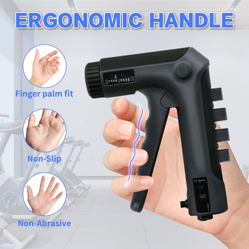 HXD-ERGO Grip Strength Trainer with Finger Exerciser, Adjustable Resistance Hand Gripper, Hand Exerciser with Counting for Muscle Building and Injury RecoverStrength (Black)