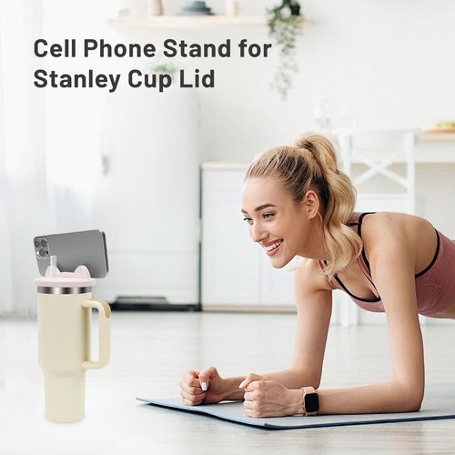 Silicone Lid for 40 Oz Stanley Cup, Leak-Proof, Durable, Multifunctional Mobile Phone Holder (pink)