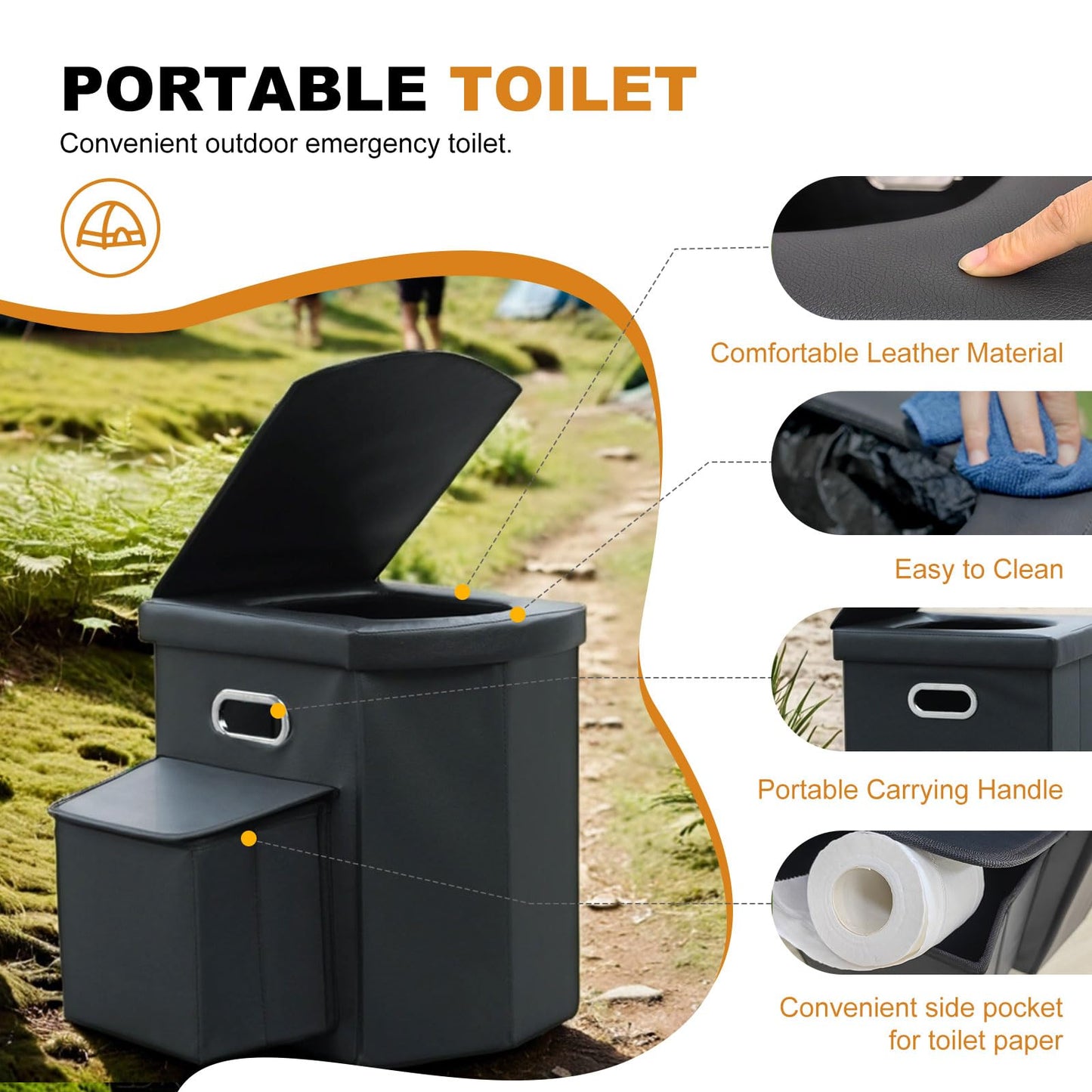 Ann Katy Upgrade XL Portable Toilet for Adults, Extra Large Portable Travel Floding Toilet, Camping Tall Toilets with Lid for Adults and Kids Compact Potty for Car,Hiking,Beach and Camping