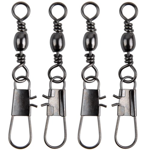 VATEICO Fishing Barrel Swivel with Safety Snaps,50pcs/Pack High Strength Saltwater Fishing Swivel Interlock Snaps Stainless Steel Freshwater Leader Lure Connector Accessories 10#