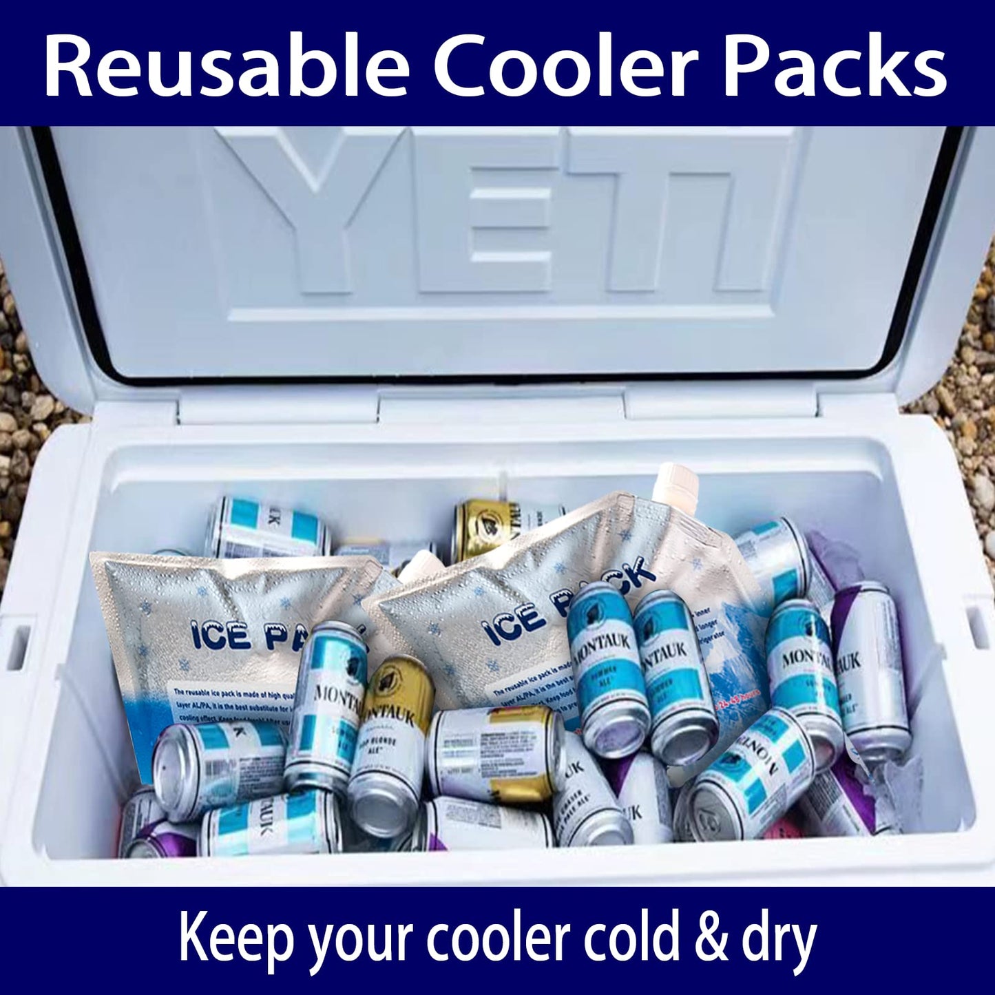 Reusable ice Packs for Coolers, Long Lasting Cooler ice Pack, 24 to 48 Hours of Cold Gel Ice Pack.Lunch Bag CoolerIt can Hold 1400-1600ml of (Blue 6 Piece Set)