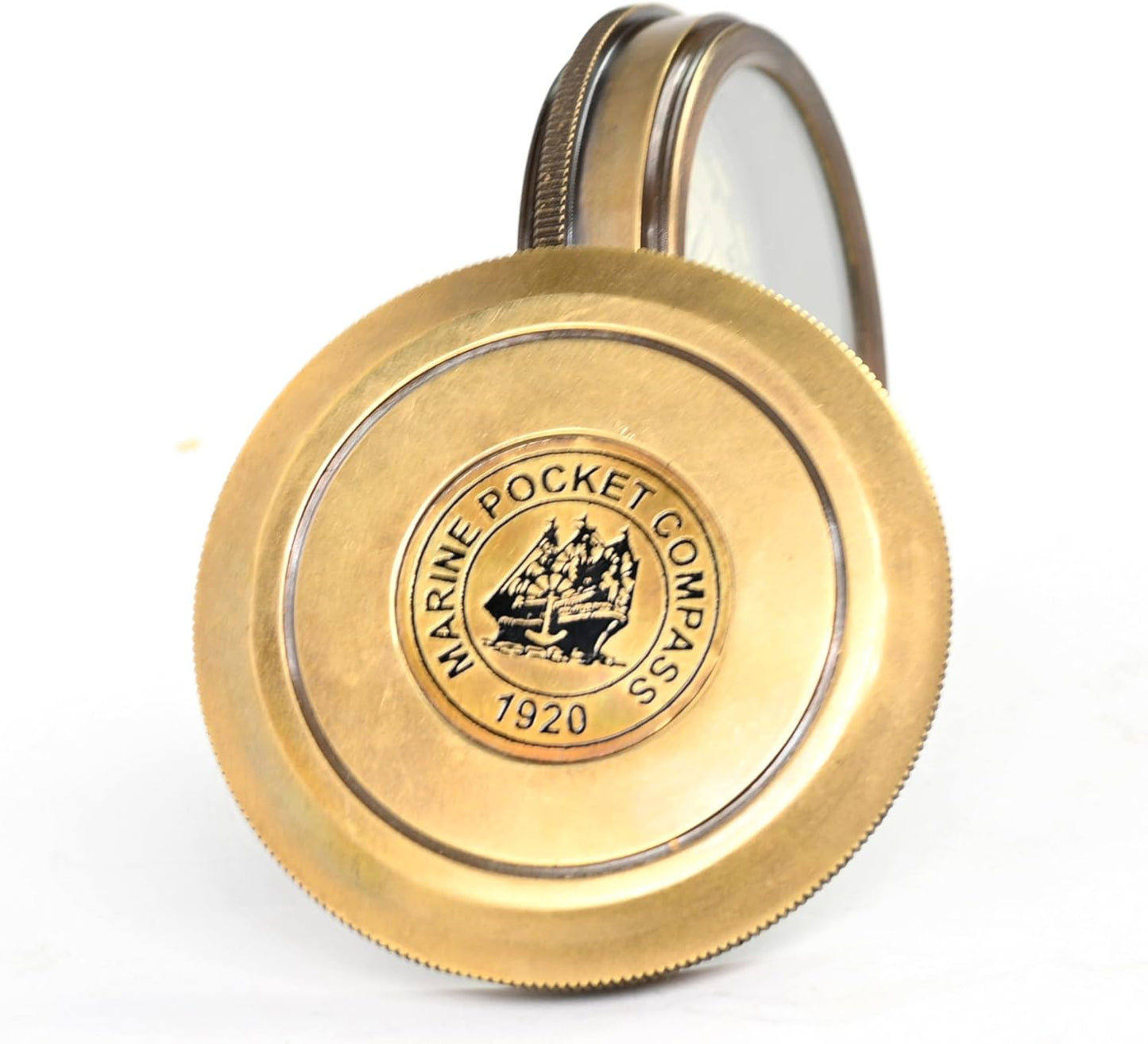 Vintage Brass Nautical Pocket Compass - 2-Inch Replica with Robert Frost Poem