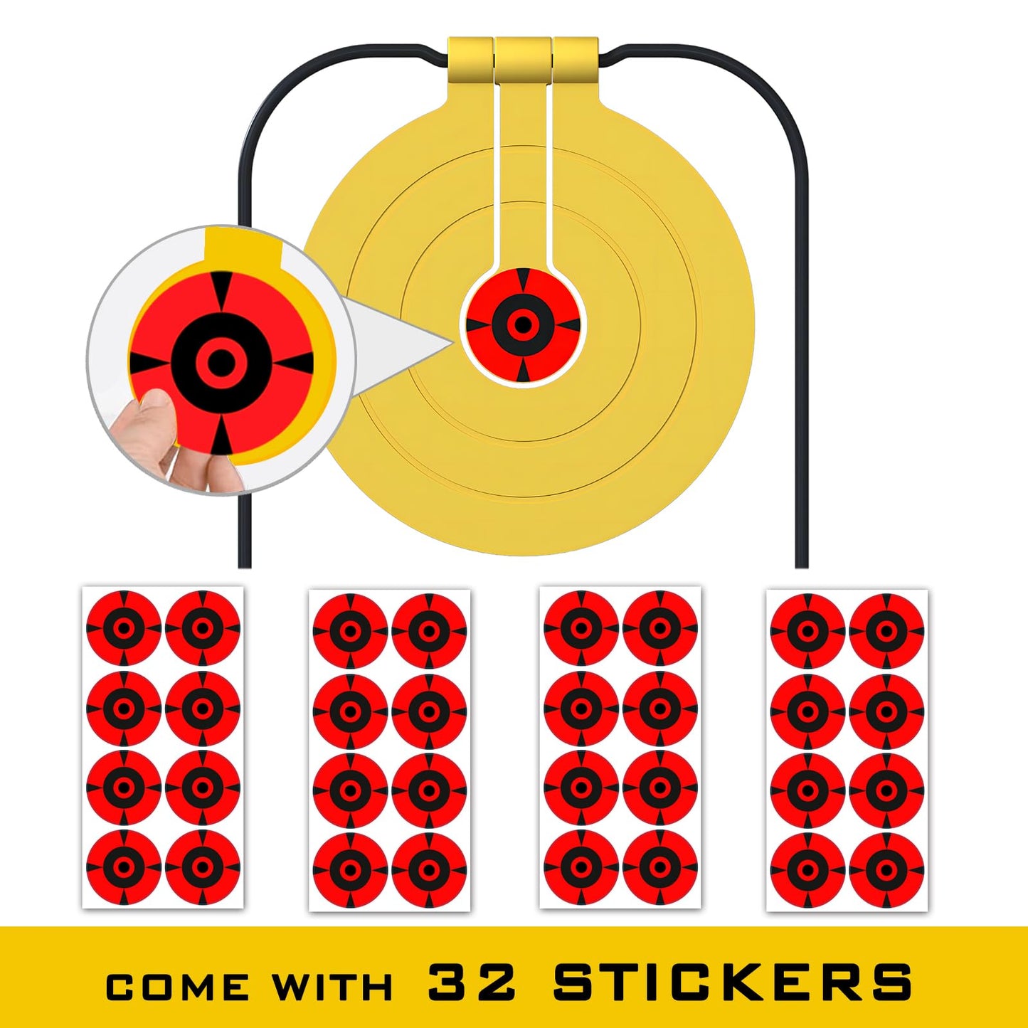 Atflbox Two in One Self-Healing Resetting Target, 8 Inch Gong High Caliber Spinner Target, Shooting Targets for Rifle, Pistol, Airgun, Handgun (Yellow)