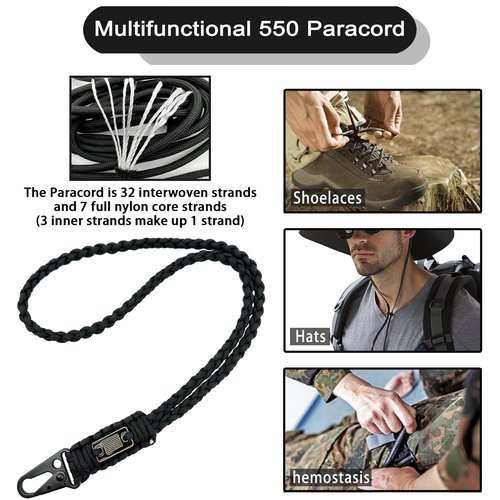 DDOUT Heavy Duty Paracord Lanyard for ID Badges, Tactical Military Braided Lanyard with USA Flag