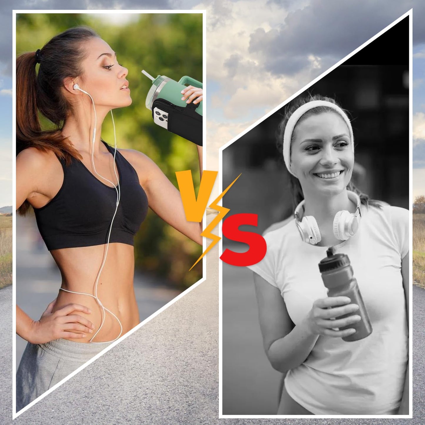 LMYUHONG Water Bottle Pouch for Stanley Cup Accessories 40oz 20oz 30oz,Tumbler Pouch with Versatile Pocket, for Cards, Keys,Earphone. Fits for Phones, Use for Running, Walking, Hiking & Biking,Black