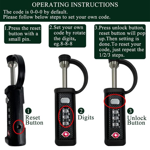 LAFENLIN Gun Case Locks 2 Pack, TSA Approved Case Locks for Gun Case, Handgun Cases Padlock for Gun Safe, Air Travel Lock Hard Pistol Cases Lock for Rifles and Shotguns, 3 Digits Heavy Duty TSA Locks