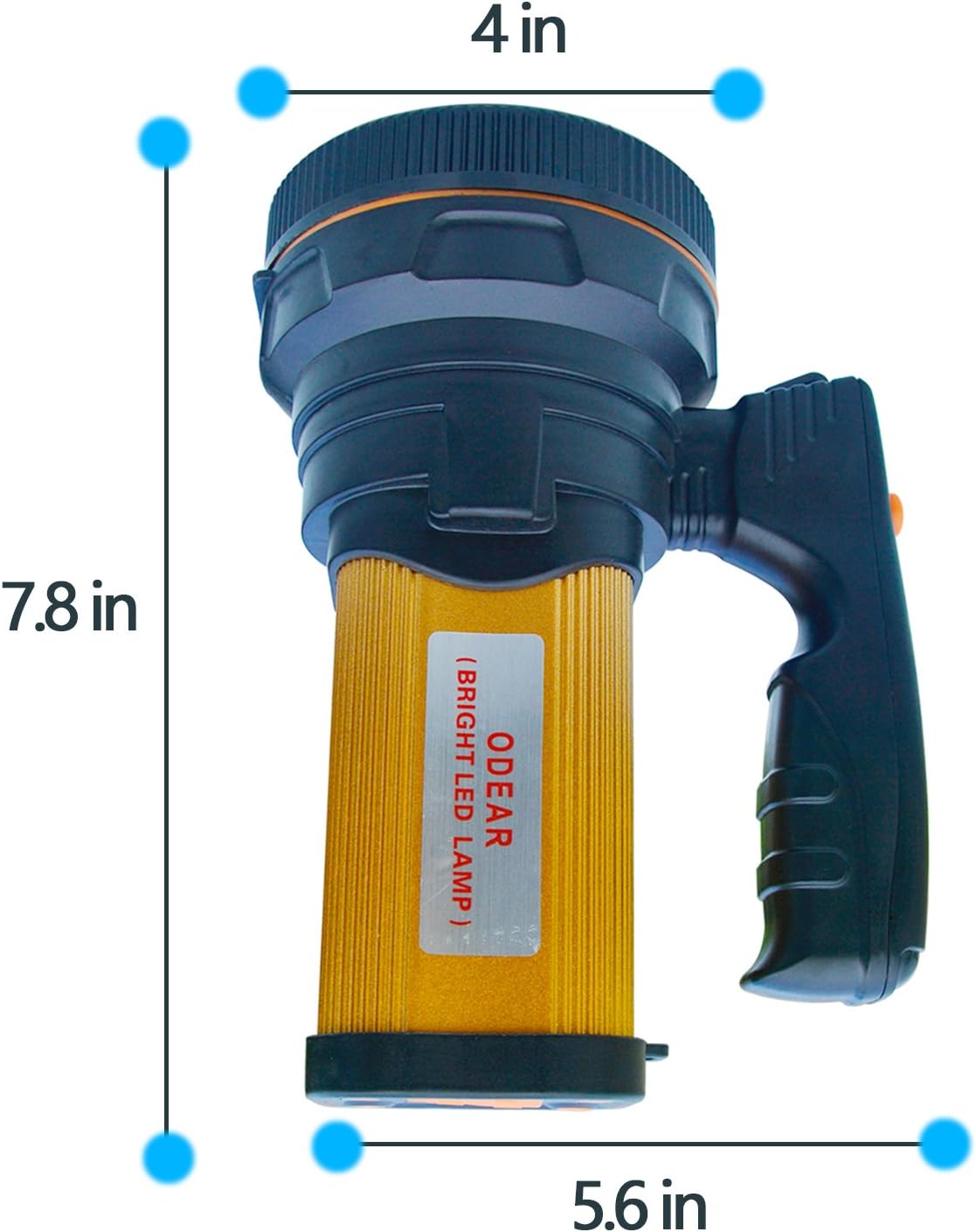 Super Bright Torch Searchlight Handheld Portable LED Spotlight USB Rechargeable Flashlight for Mining,Camping, Hiking, Fishing