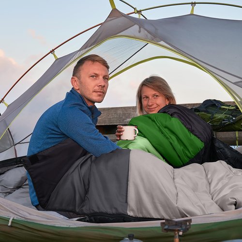 Outplea Lightweight Backpacking Sleeping Bag for Adults Hiking Camping, Compact 3 Seasons Sac Couchage, Grey