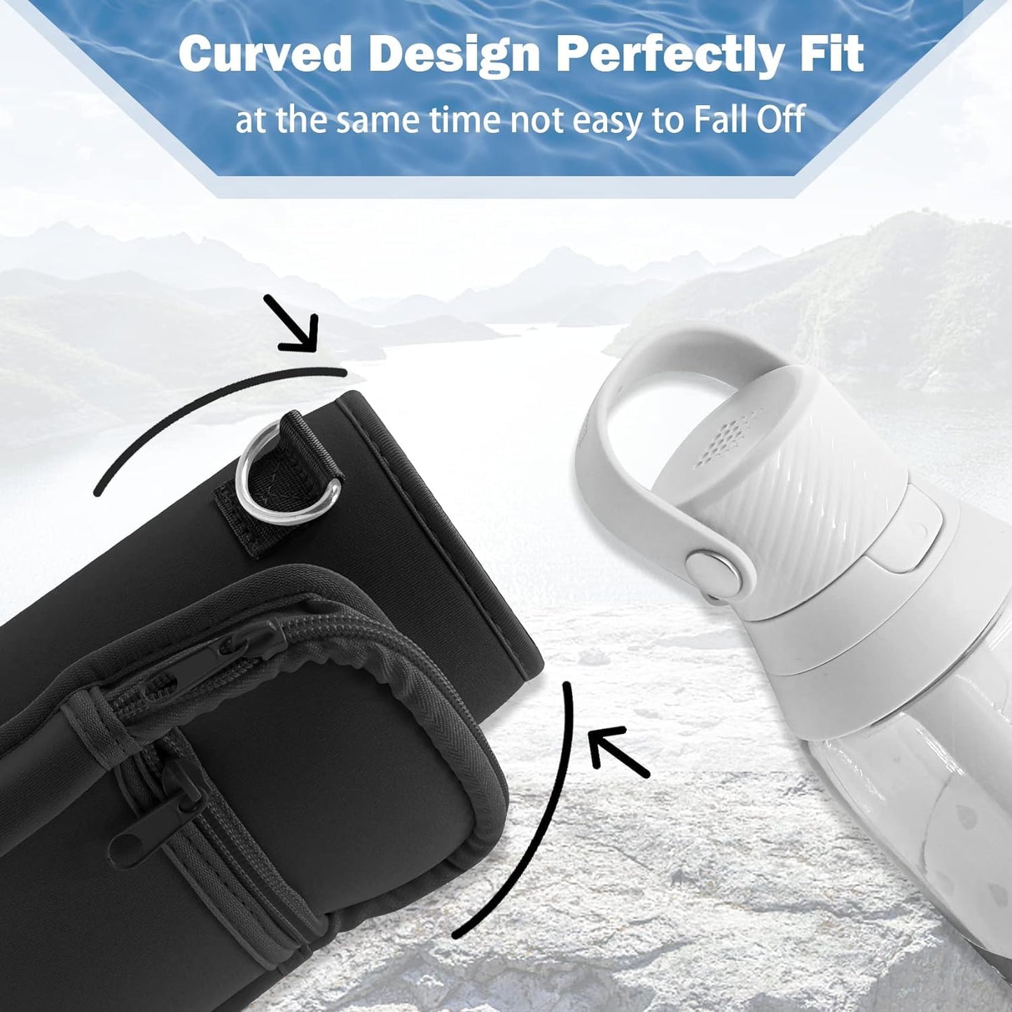 JAYOBGO Water Bottle Bag for Brita 26oz - Water Bottle Holder with Adjustable Strap Bottle Carrier Bag, Sports Water Bottle Accessories for Brita 26oz Carrier Bag with Phone Pocket (Black)