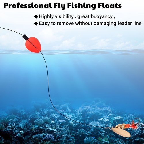 ShinyRelief 30 Pcs Trout Float Foam Teardrop Strike Fishing Bobbers Fishing Floats Fly Fishing Strike Indicators for Trout Offshore Saltwater Freshwater (Yellow, Red, Green)