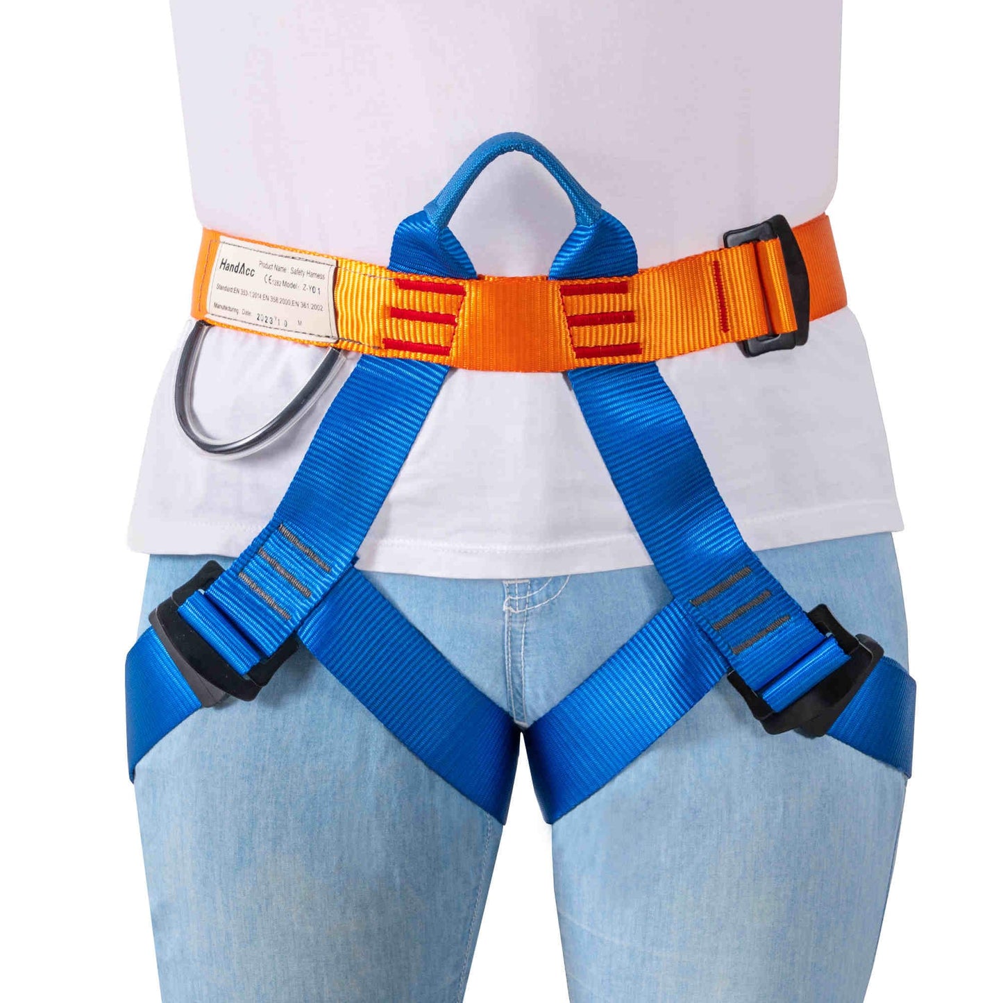 HandAcc Safety Belt for Tree Climbing, Rock Climbing, Zipline - Half Body Guide Belt for Women, Men & Novices
