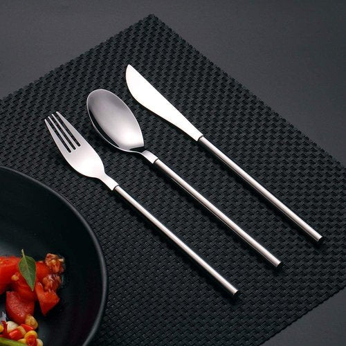 Maiyuansu Portable Flatware Set With Case 3-Piece Stainless Steel Travel Utensils Reusable Silverware Set for Lunch Camping Picnic, Silver