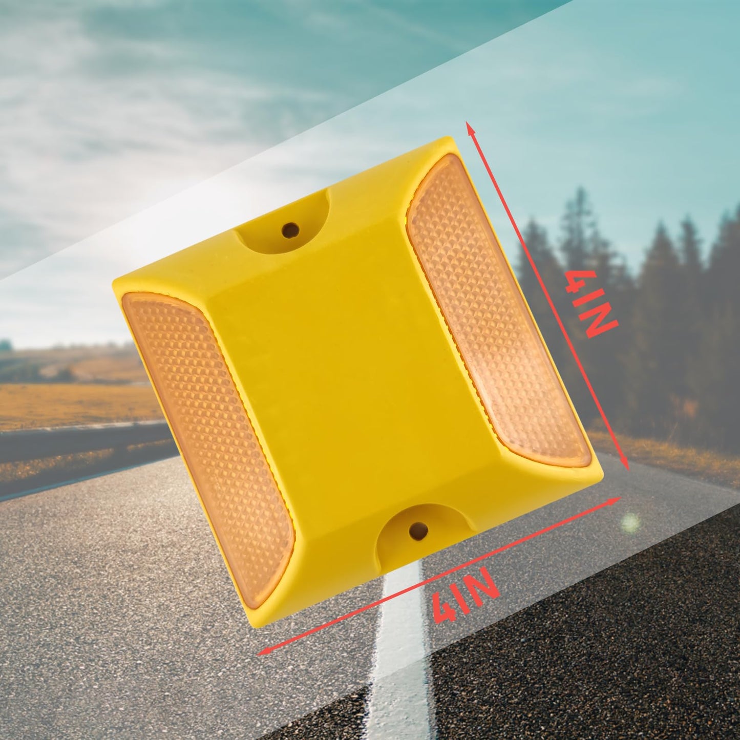 JUAWTYUK Road Reflectors 3-Pack 4x4 Inch with 3 Sets of Expansion Screws - Asphalt Studs for Speed Bumps, Sidewalks, Crossings, Freeways & Driveways