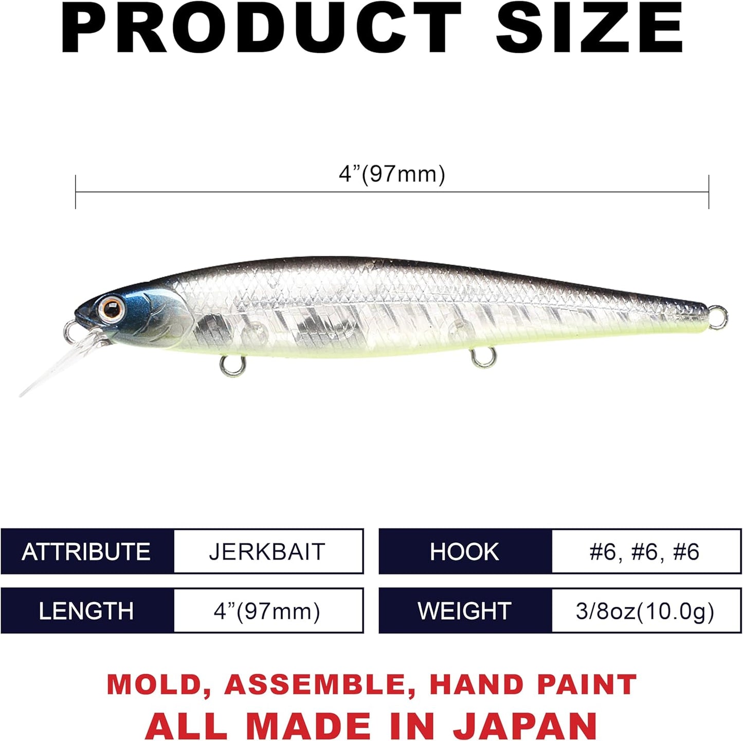 LUCKY CRAFT Slender Pointer 97MR, Freshwater Lake Bass Fishing Lure, Jerkbait, Smallmouth, Walleye, Suspending, Tournament Winning, Perfect Wobbling, Fishing Gear, Fishing Accessories, Fishing Tackle