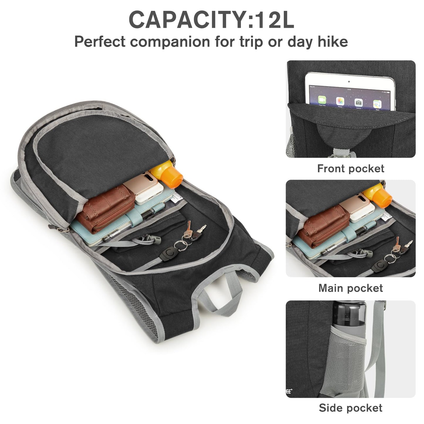 G4Free 10L/15L Lightweight Hiking Backpack+12L Lightweight Small Hiking Backpack