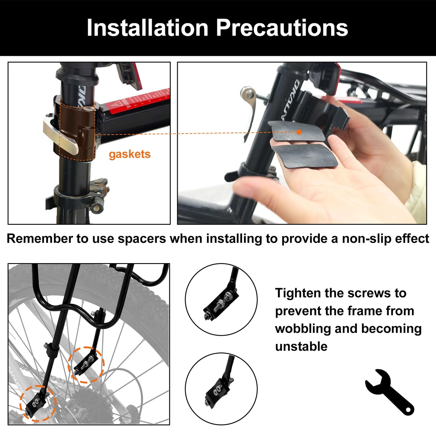 Aikolesa Rear Bike Rack, Aluminum Alloy Bike Cargo Pannier Rack for Back of Bike 110 Lb Quick Release Bike Reflective Adjustable Luggage Touring Carrier Cargo Rack Mountain Road Bicycle Rack
