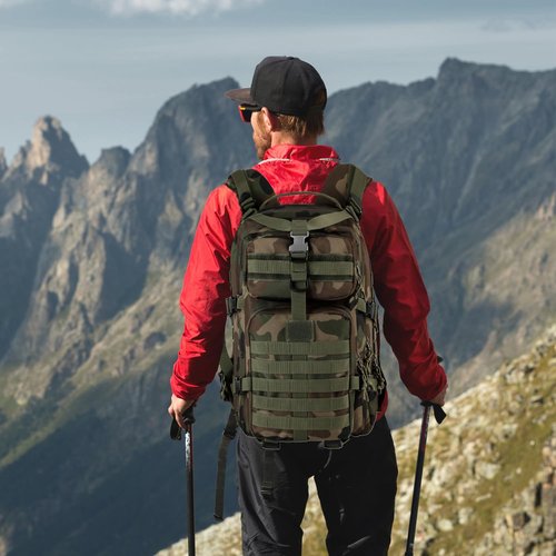 MIRACOL Tactical Emergency Survival Backpack- 35L Go Bag Survival Backpack with MOLLE System - Heavy Duty Military Gear for Wildfire Disaster Preparedness Camouflage Green