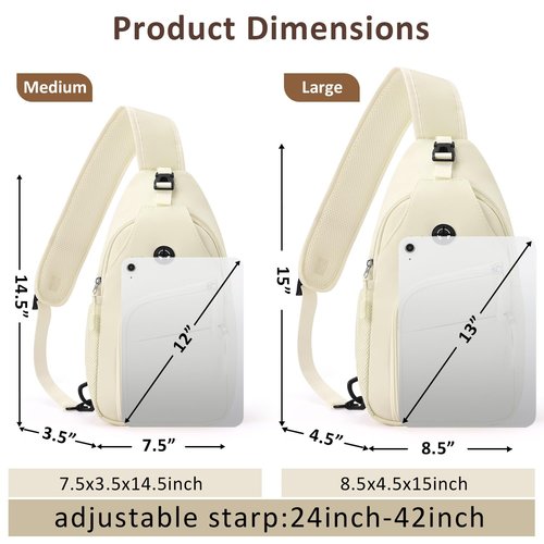Tuwubi Crossbody Bags for Women Trendy,Sling Bag for Men with Adjustable Shoulder,Travel Essentials Backpack Suitable for Sports Running Traveling Hiking(Beige,Large)