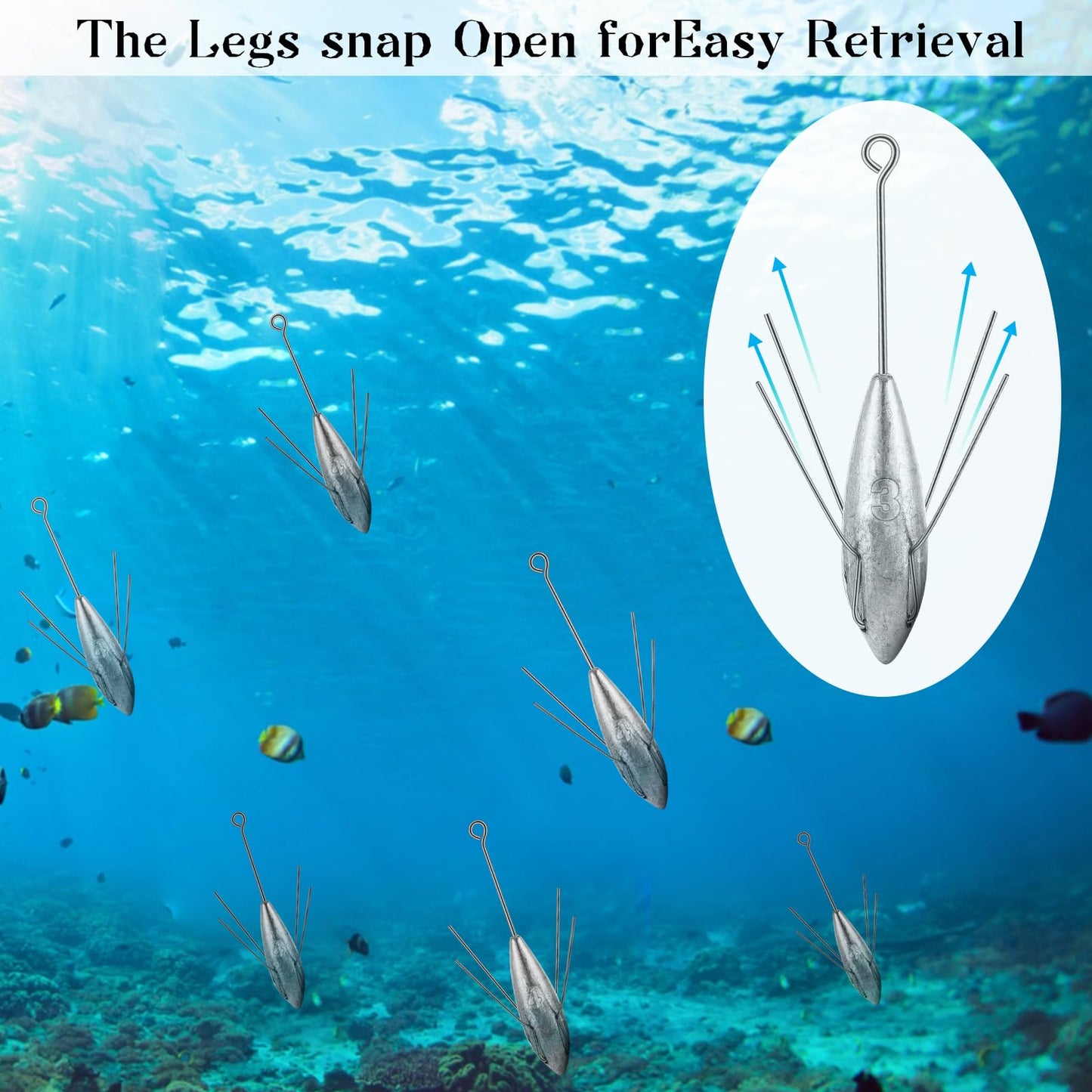 5 Pcs Sputnik Sinkers Surf Fishing Weight, Fishing Equipment Long Tail Fishing Weights Saltwater Surf Casting Sinkers,Fishing Weights Sinkers Spider Weights Surf Casting Sinkers (3 Ounces)