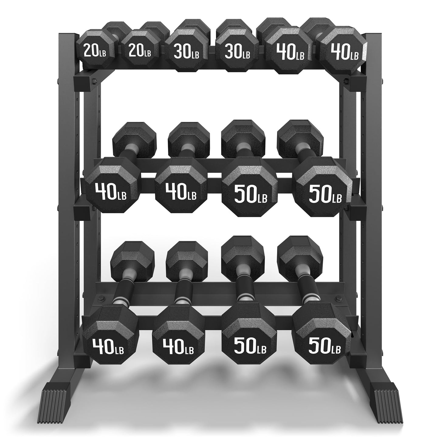 3-Tier Dumbbell Rack Stand Only, 1100LB Capacity Adjustable Weight Rack for Home Gym, Heavy-Duty Weight Stand for Dumbbells & Kettlebells(Rack Only)