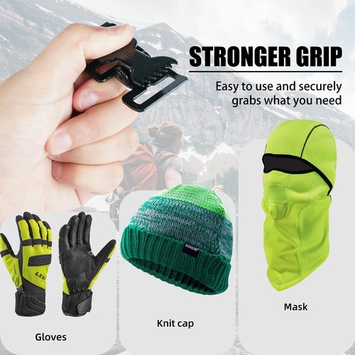 MELOTOUGH Tactical Glove Holder Work Glove Belt Clip with 2 Alligator Clips for Hiking,Camping,Hunting,Outdoor Activities (Lime 2pcs)
