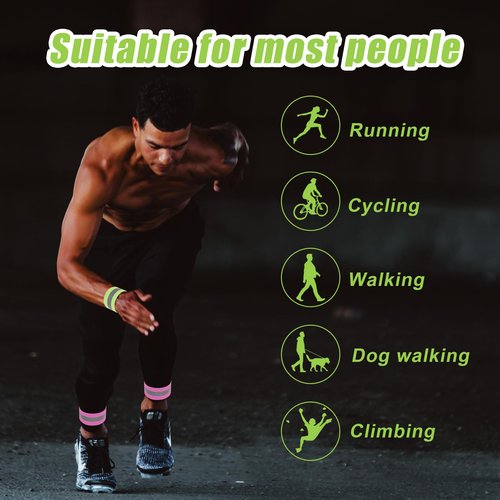 PEUTIER 12pcs Reflective Bands, Elastic Reflective Bracelet Reflective Walking Gear Reflective Wristbands for Arm Ankle Wrist Leg Outdoor Enthusiasts Gift (Single Line Style)