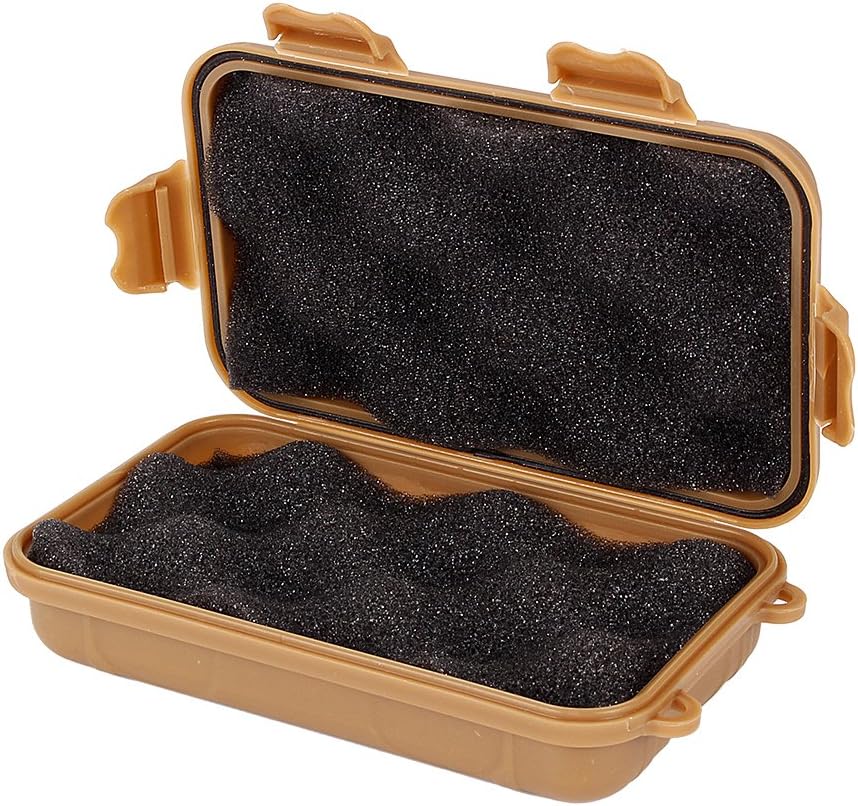 Outdoor Shockproof Box, Plastic Tool Box Enclosure Airtight Survival Case Container Storage Travel Sealed Container Carry Box for Travelling Camping Fishing (L, Mud Color)