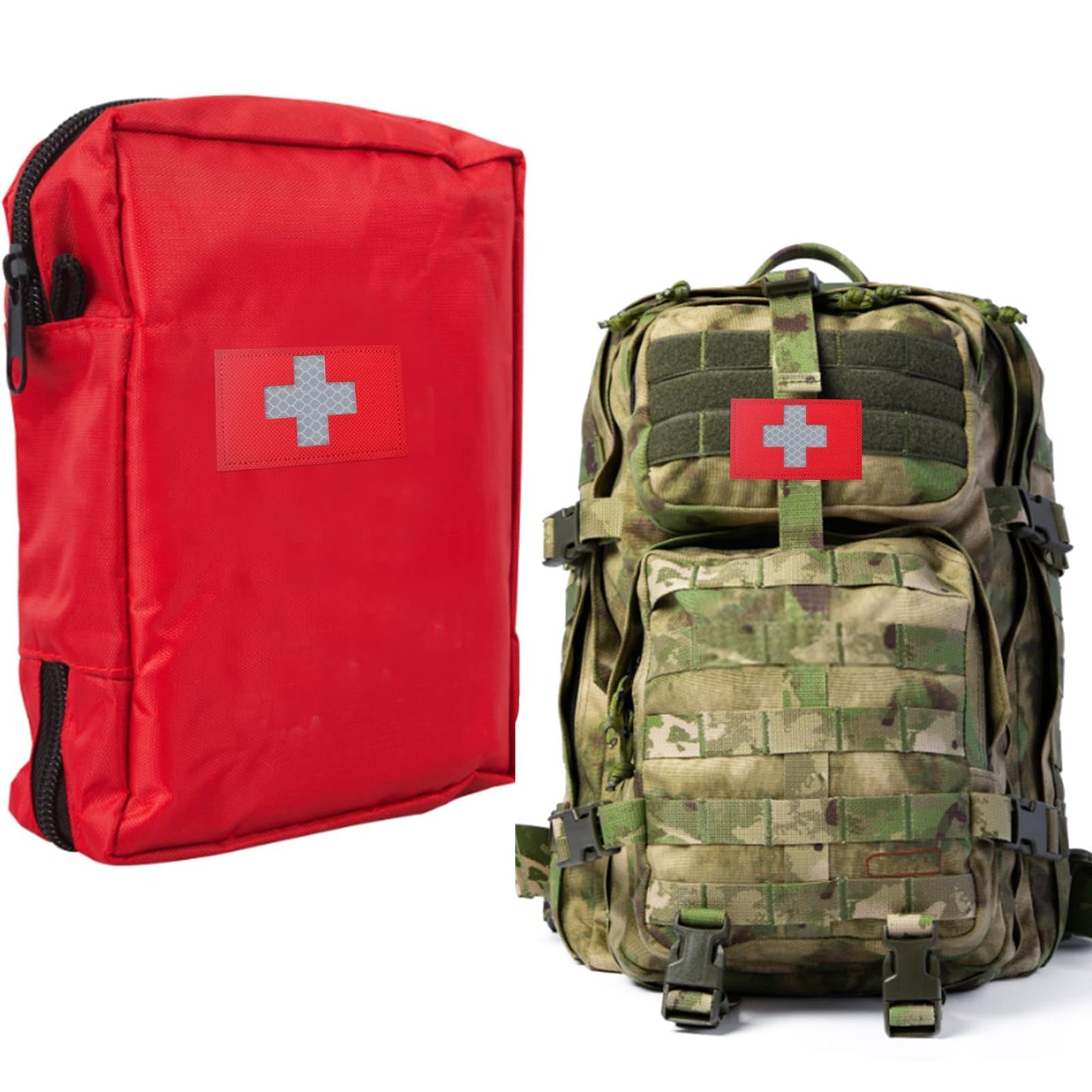 FORWOMLM 4pcs IR Reflective Red Cross Medic Patches Infrared EMS EMT Tactical Military Armband Hook and Loop First Aid Morale Patches for IFAK EDC Bag Plate Carrier Backpacks