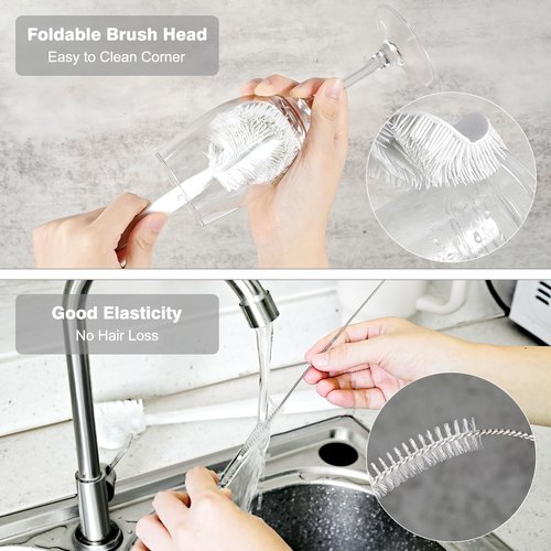 Straw Cleaner Brush Bottle Brush Kit for Stanley Cup Tumbler - Multifunctional Water Bottle Cleaner and 3-Size Straw Cleaning Brushes for Owala Freesip/Simple Modern/Yeti Tumbler, Cup Lid Gap Cleaners
