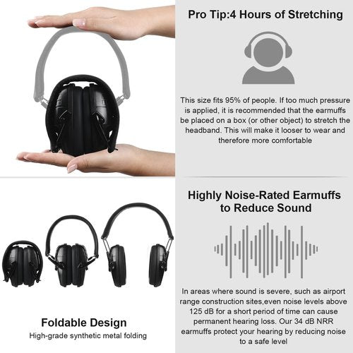 Saysurey 4 Pack Noise Reduction Ear Muffs Headphones NRR 26db Sound Canceling Headphones Ear Hearing Protection Ear Muffs for Shooting, Construction, Power Tools