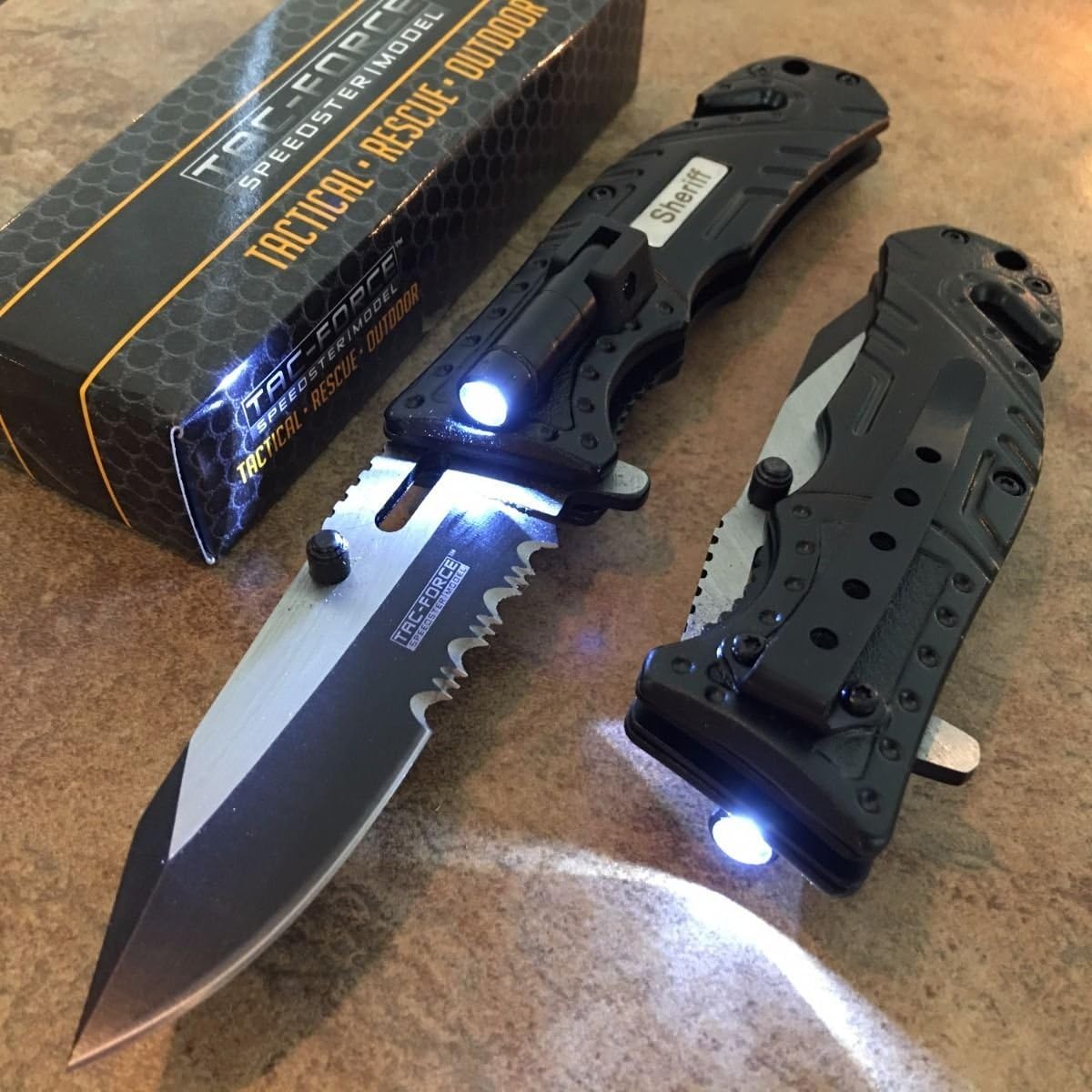 MTECH USA TAC Force TF-835 Series Spring Assist Folding Knife, Two-Tone Half-Serrated Blade, 4.5-Inch Closed