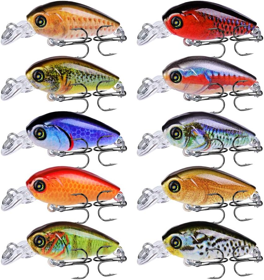 Mini Crankbait Fishing Lures Kits Swimbait Wobbler Hard Baits for Bass Trout Pike Freshwater and Saltwater 10pc-20pc/pack